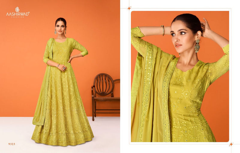 Aashirwad Imara Georgette With Fancy Work Stylish Designer Wedding Wear Casual Look Long Kurti