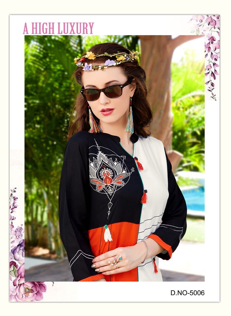 Muskan Vol 1 Karissa Plain Office Wear Kurtis With Embroidery Work