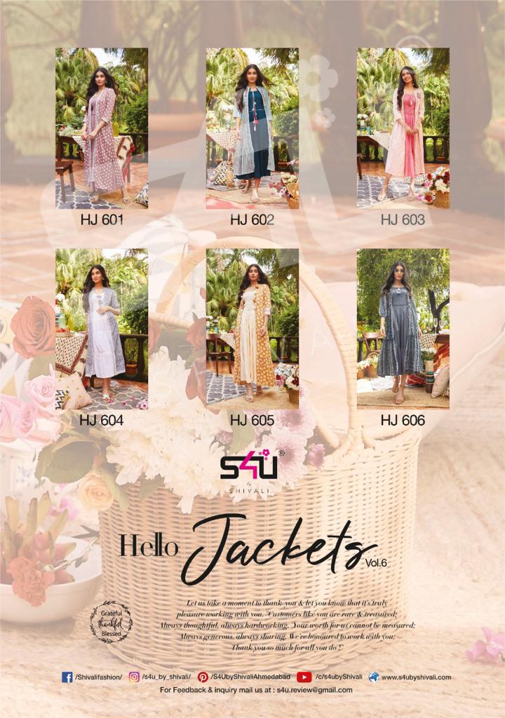 S4u Shivali Hello Jackets Vol 6 Stylish Partywear Kurti Collection