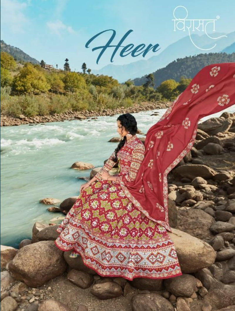 Virasat Heer Killer Silk Patola Work Digital Print Work Gown Collection