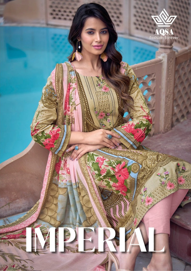 Aqsa Imperial Cambric Cotton Printed Exclusive Embroidery Work Fancy Designer Salwar Kameez