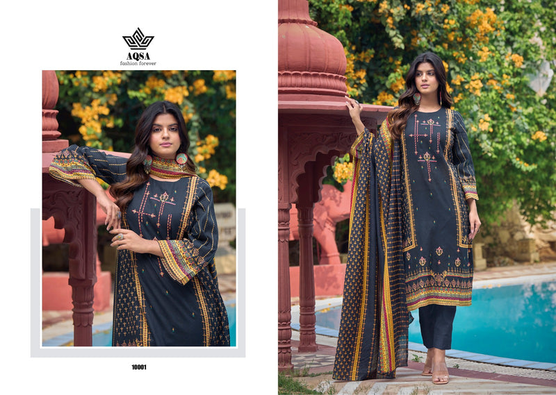 Aqsa Imperial Cambric Cotton Printed Exclusive Embroidery Work Fancy Designer Salwar Kameez