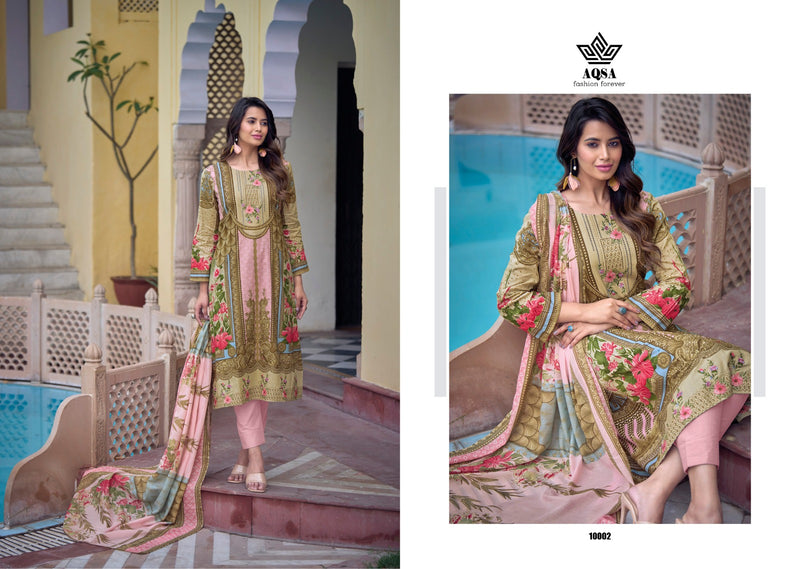 Aqsa Imperial Cambric Cotton Printed Exclusive Embroidery Work Fancy Designer Salwar Kameez