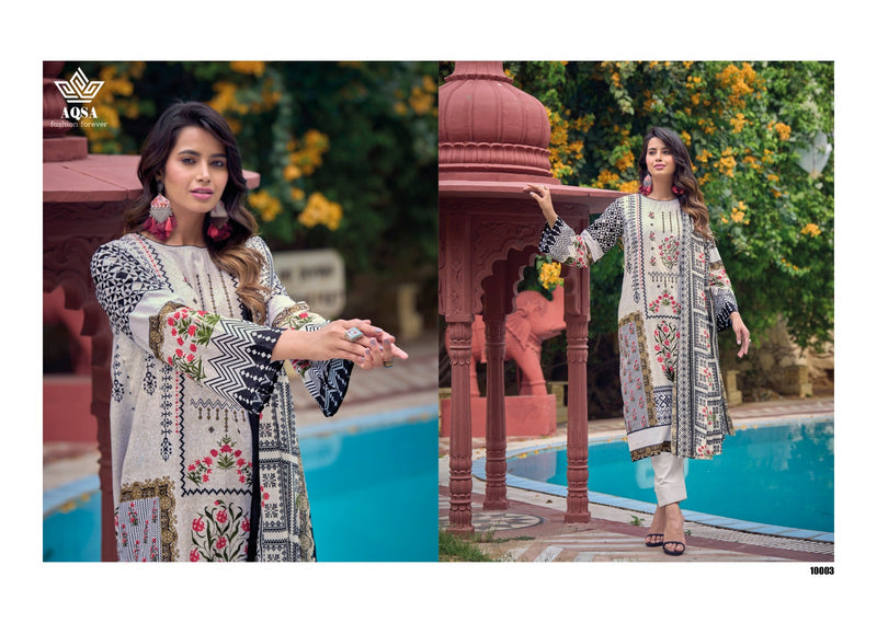 Aqsa Imperial Cambric Cotton Printed Exclusive Embroidery Work Fancy Designer Salwar Kameez