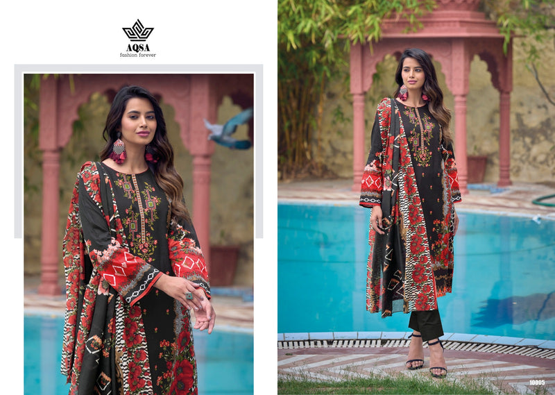 Aqsa Imperial Cambric Cotton Printed Exclusive Embroidery Work Fancy Designer Salwar Kameez