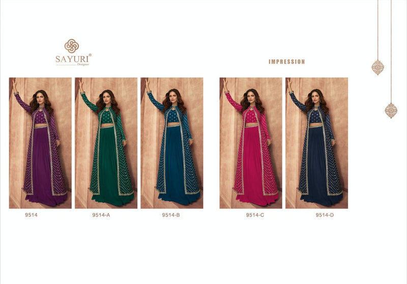 Sayuri Impression Chinon With Silk Heavy Embroidery Work Stylish Designer Long Party Wear Gown