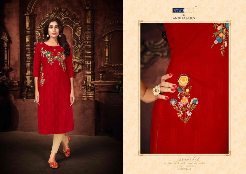 Anju Fabrics Impressive Vol 3 Viscose Rayon Stylish Fancy Designer Party Wear Kurtis With Khata Work