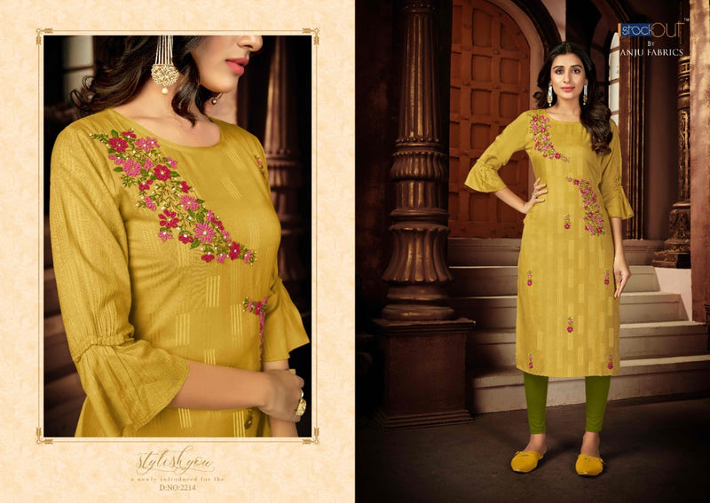 Anju Fabrics Impressive Vol 3 Viscose Rayon Stylish Fancy Designer Party Wear Kurtis With Khata Work
