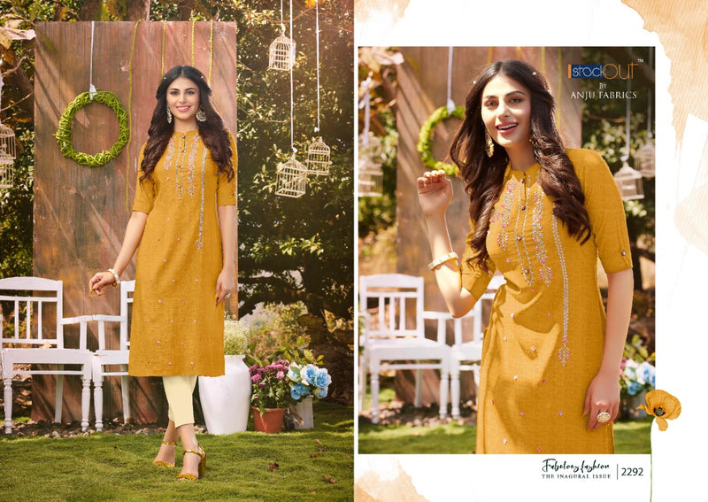 Anju Fabrics Impressive Vol 4 Viscose Rayon Fancy Stylish Party Wear Kurtis With Beautiful Embroidery
