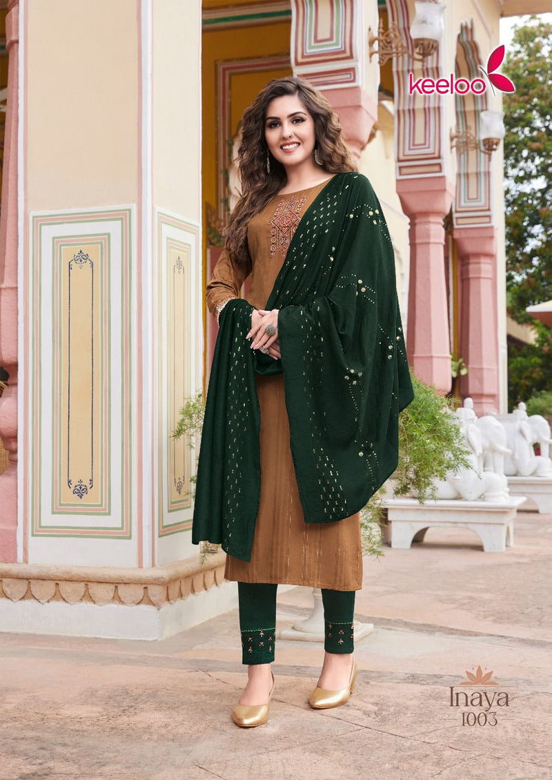 Keeloo Inaya Vol 1 Rayon With Heavy Embroidery Work Stylish Designer Festive Wear Fancy Kurti