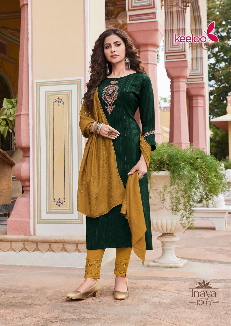 Keeloo Inaya Vol 1 Rayon With Heavy Embroidery Work Stylish Designer Festive Wear Fancy Kurti