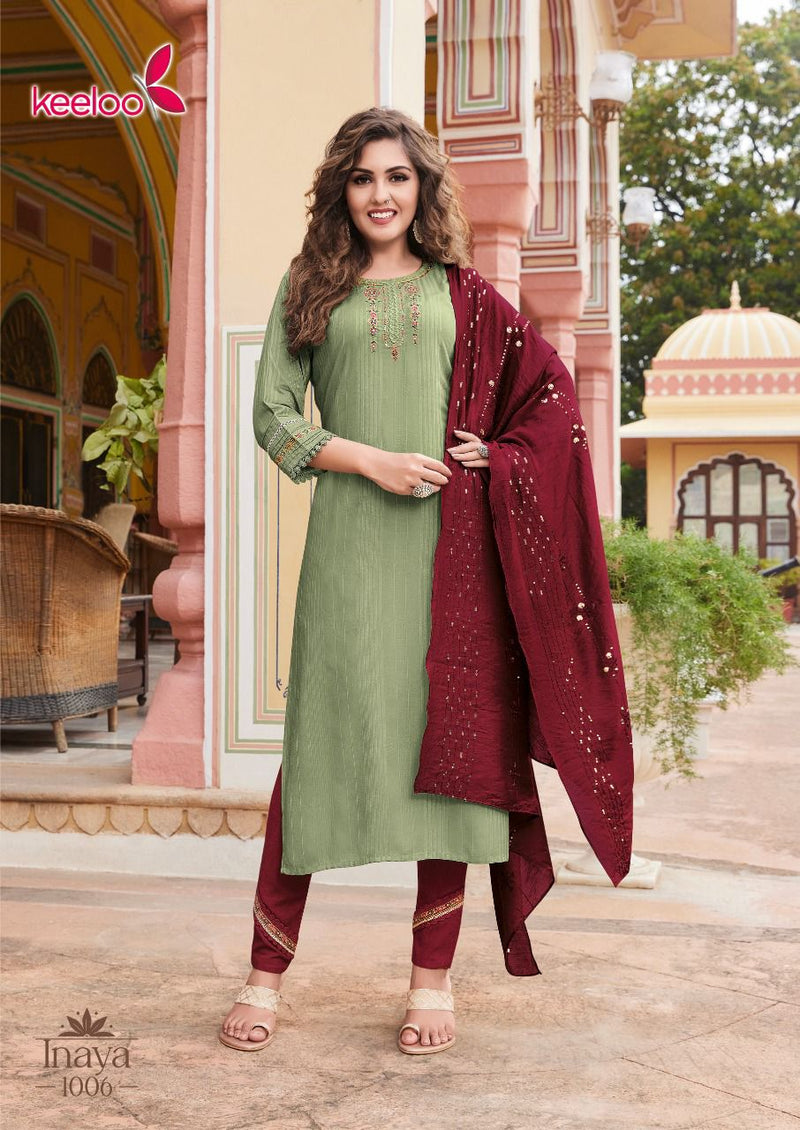 Keeloo Inaya Vol 1 Rayon With Heavy Embroidery Work Stylish Designer Festive Wear Fancy Kurti