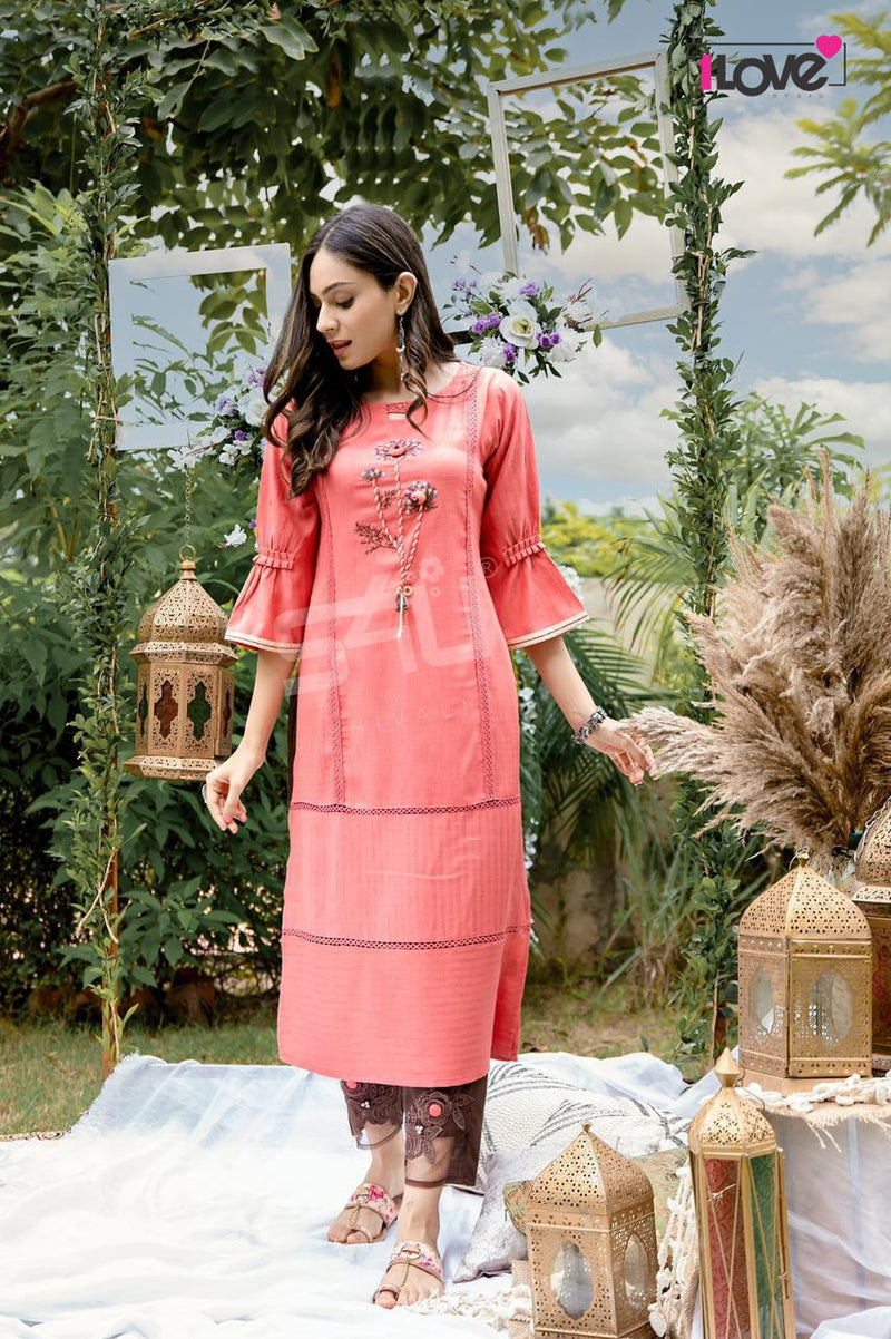 1Love S4u Indi Chic Vol 3 Rayon Stylish Fancy Festive Wear Kurtis With Bottom