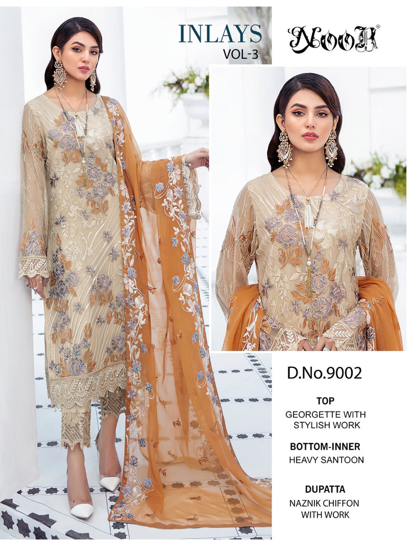 Noor Inlays Vol 3 Georgette Pakistani Style Embroidered Wedding Wear Salwar Kameez