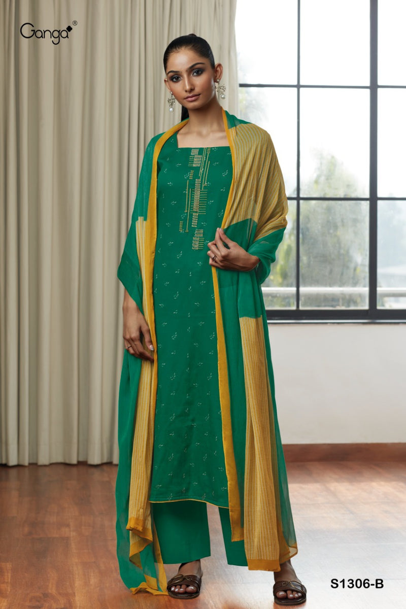 Ganga Inna 1306 Pure Cotton With Fancy Work Stylish Designer Attractive Look Fancy Salwar Kameez