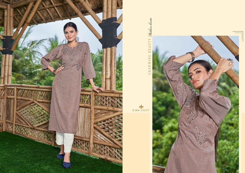 Kalaroop Kajree Innaya Fashion Rayon With Embroidery Work Stylish Designer Casual Wear Kurti