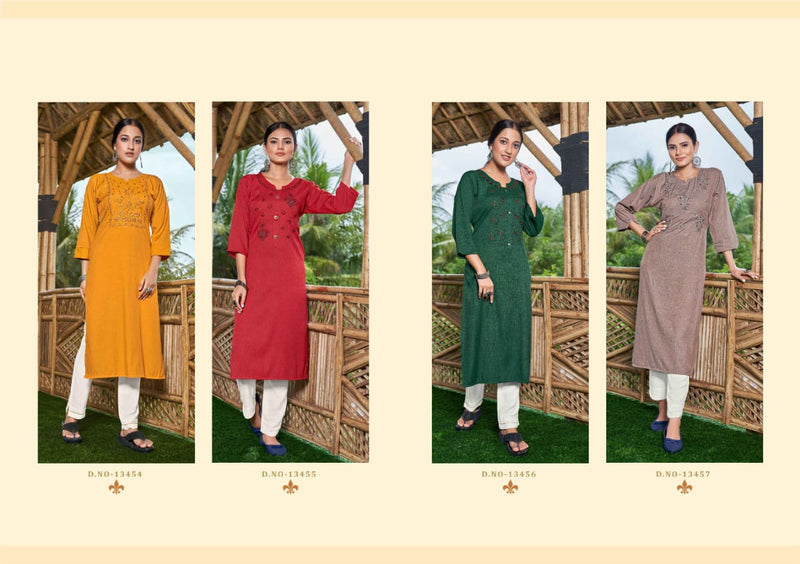 Kalaroop Kajree Innaya Fashion Rayon With Embroidery Work Stylish Designer Casual Wear Kurti
