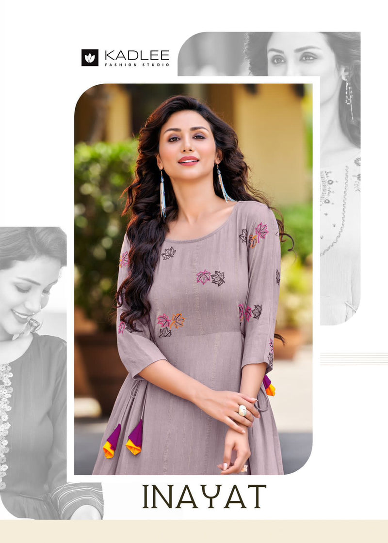 Kadlee Fashion Innayat Rayon With Heavy Embroidery Work Stylish Designer Casual Wear Kurti