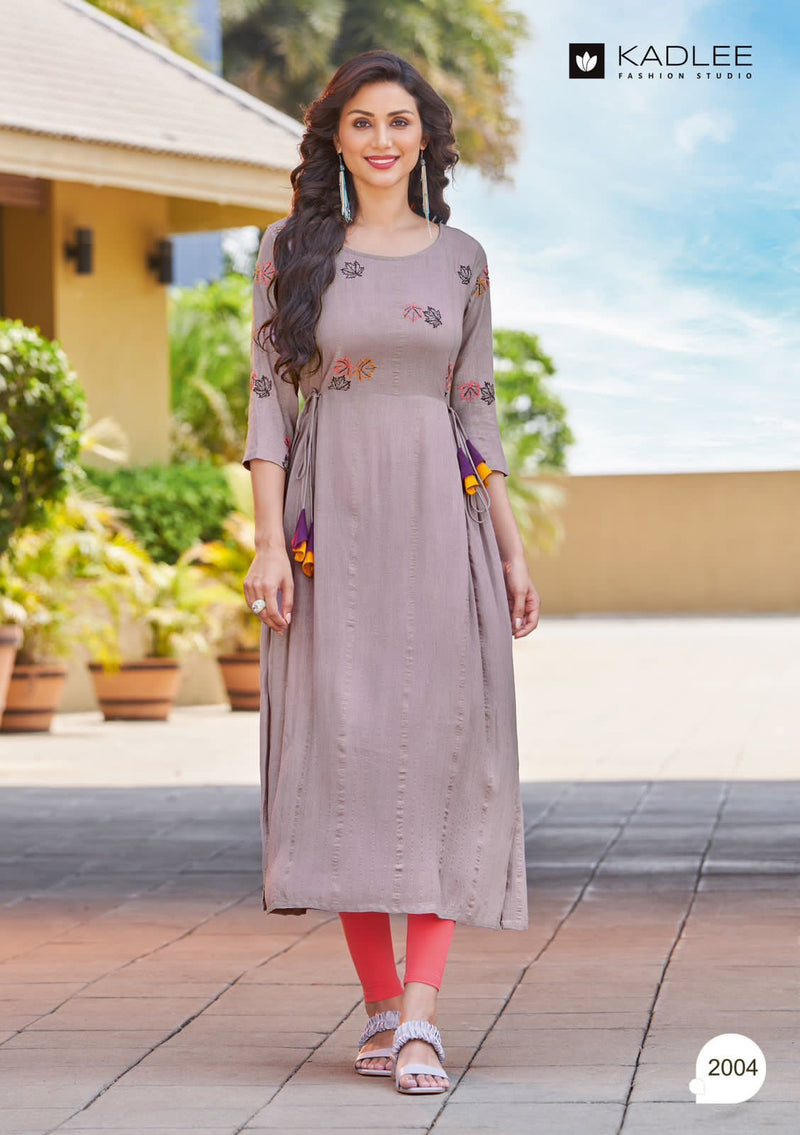 Kadlee Fashion Innayat Rayon With Heavy Embroidery Work Stylish Designer Casual Wear Kurti