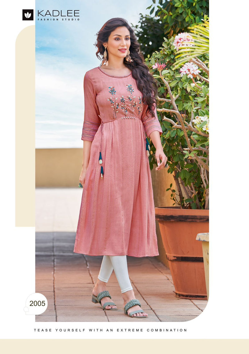 Kadlee Fashion Innayat Rayon With Heavy Embroidery Work Stylish Designer Casual Wear Kurti