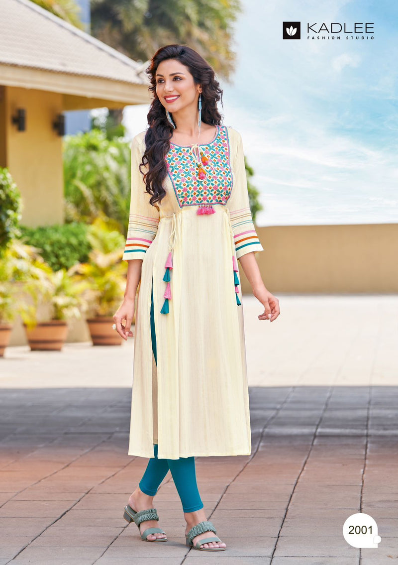 Kadlee Fashion Innayat Rayon With Heavy Embroidery Work Stylish Designer Casual Wear Kurti