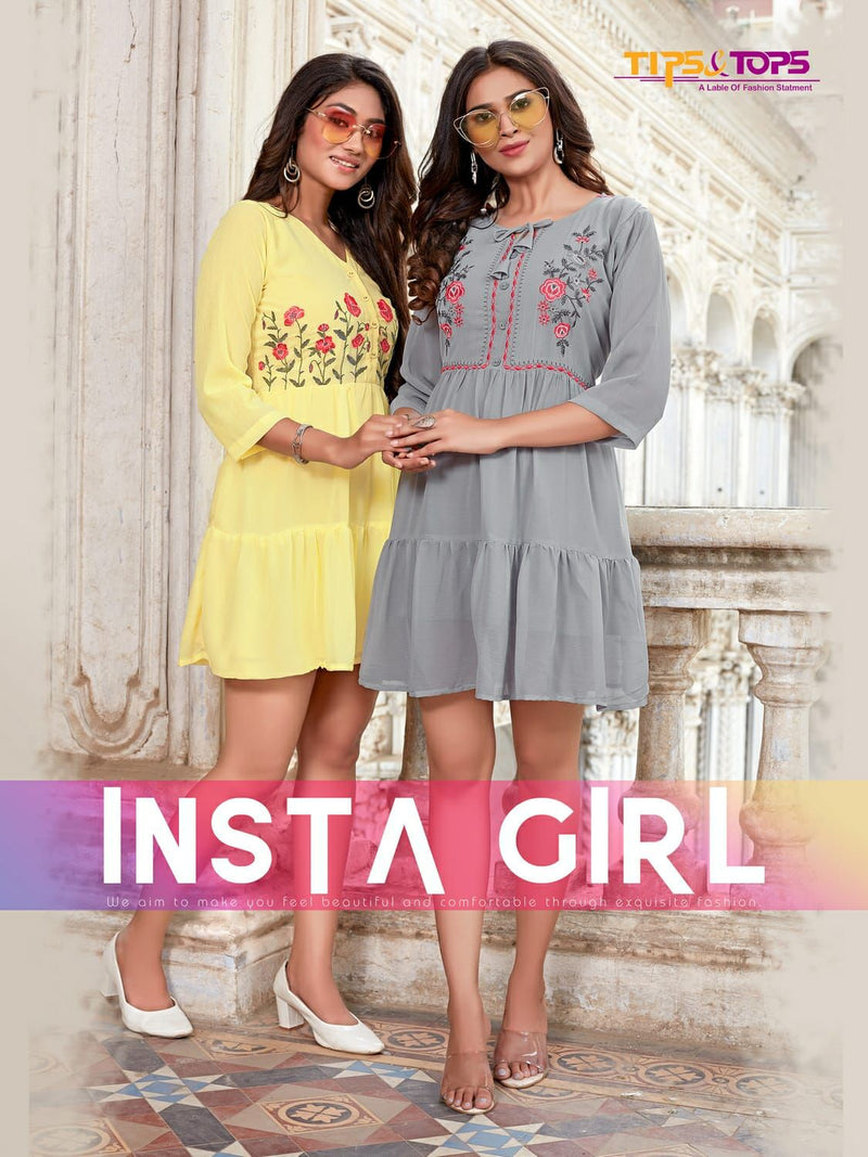 Tips & Tops Insta Girl Fancy Western Wear Top Style Short Kurtis