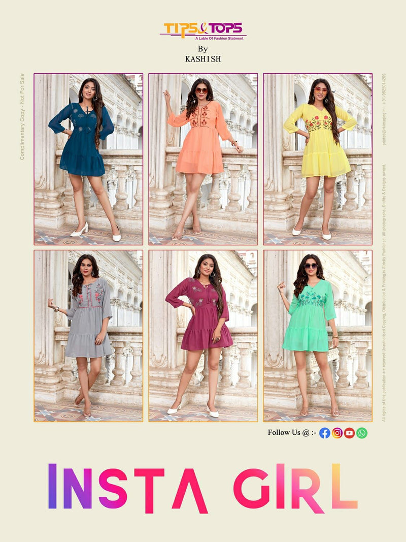Tips & Tops Insta Girl Fancy Western Wear Top Style Short Kurtis