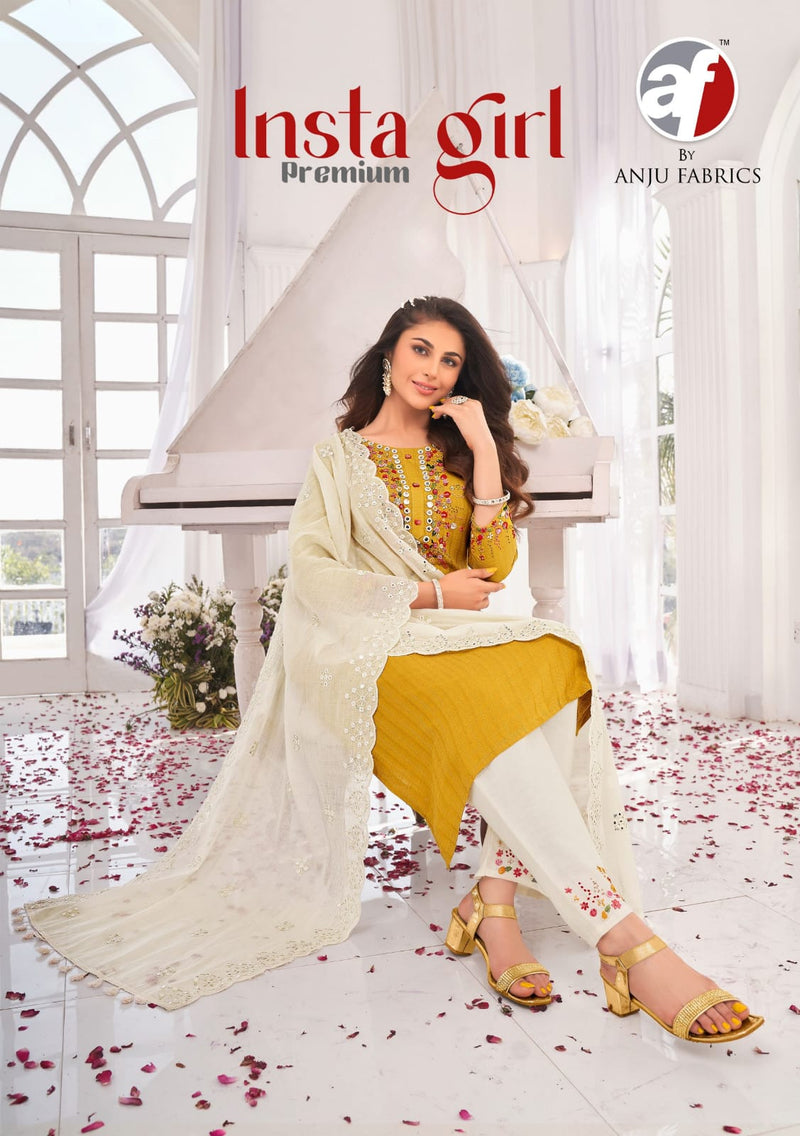 Anju Fabrics Insta Girl Premium Viscose Rayon Designer Party Wear Kurtis With Bottom & Dupatta