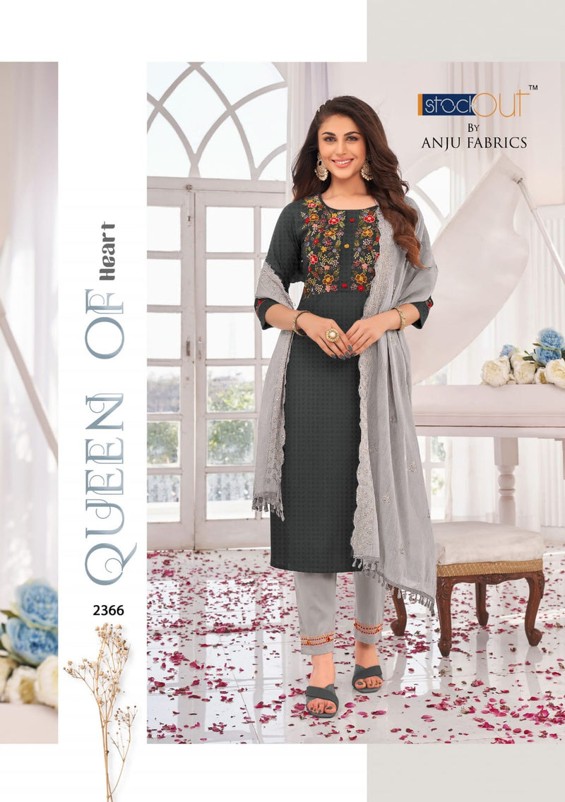 Anju Fabrics Insta Girl Premium Viscose Rayon Designer Party Wear Kurtis With Bottom & Dupatta