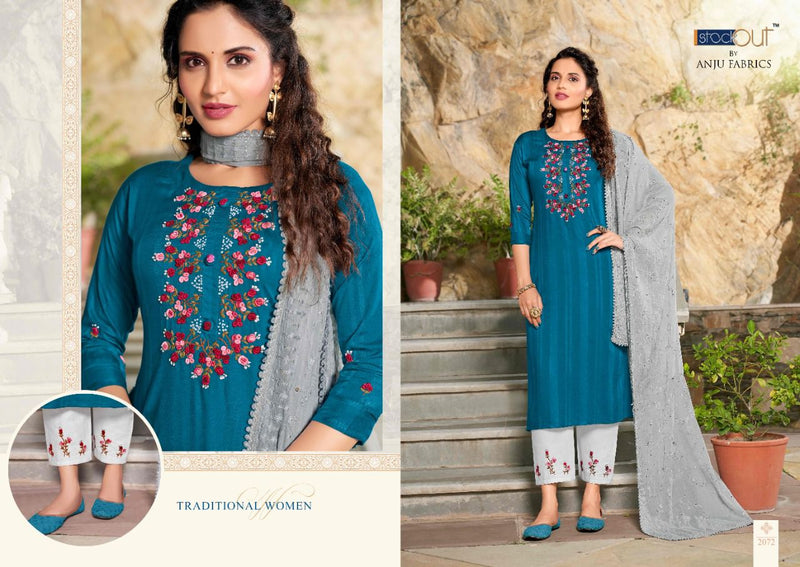 Anju Fabrics Insta Girls Vol 1 Rayon Party Wear Fancy Kurtis With Bottom & Dupatta