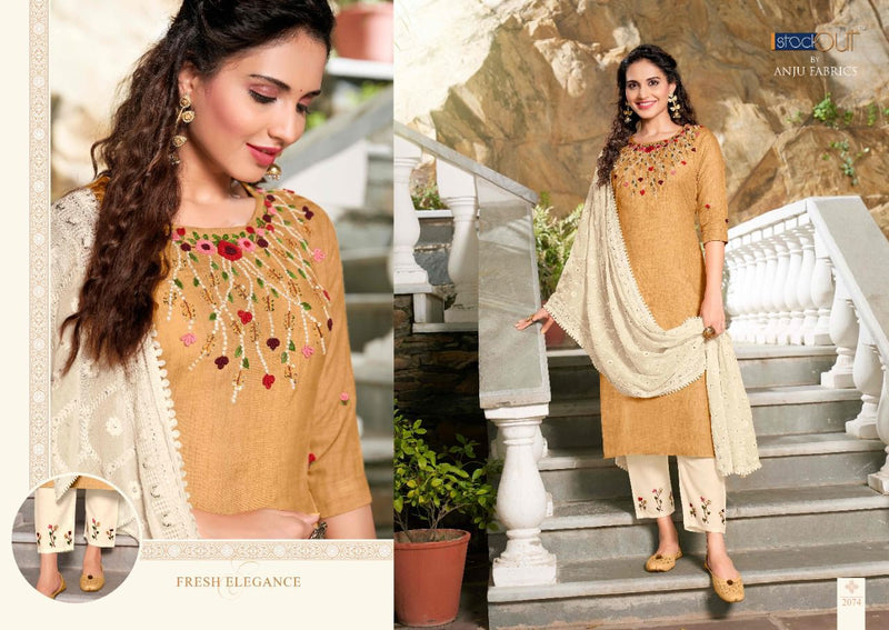 Anju Fabrics Insta Girls Vol 1 Rayon Party Wear Fancy Kurtis With Bottom & Dupatta