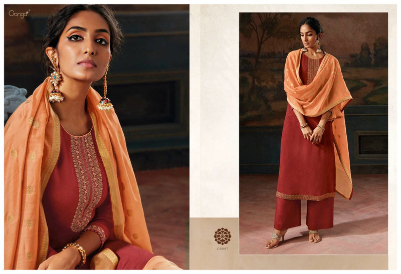 Ganga Suit Ipsit Makhnali Chiffon With Heavy Work Stylish Designer party Wear salwar Kameez