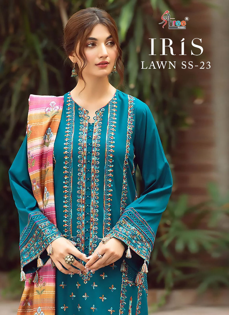 Shree Fabs Iris Lawn Ss 23 Lawn Cotton Self Embroidery Pakistani Designer Salwar Suit