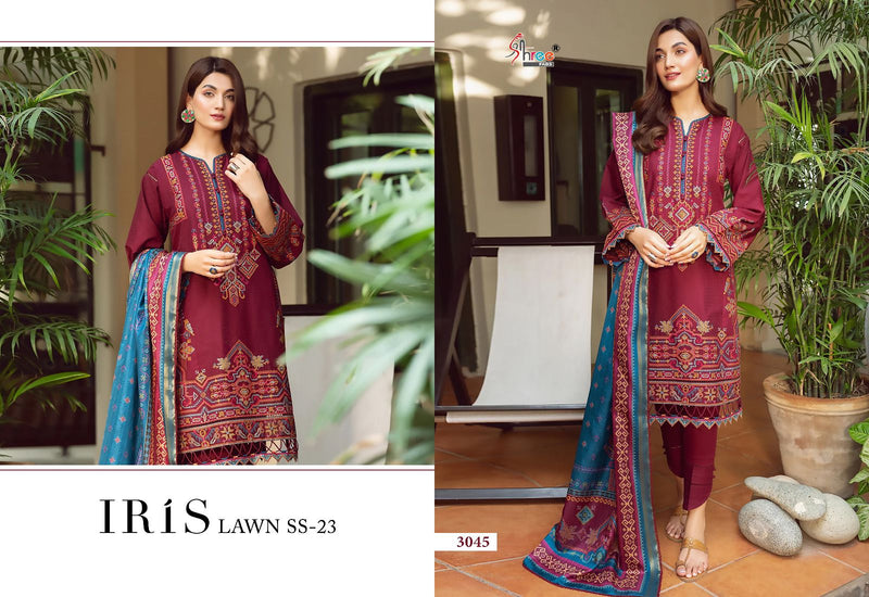 Shree Fabs Iris Lawn Ss 23 Lawn Cotton Self Embroidery Pakistani Designer Salwar Suit
