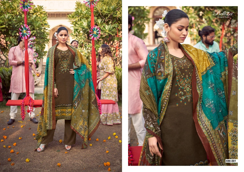 Belliza Designer Studio Itminaan Pure Jam Cotton Occasional Wear Embroidered Salwar Kameez