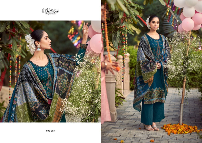 Belliza Designer Studio Itminaan Pure Jam Cotton Occasional Wear Embroidered Salwar Kameez