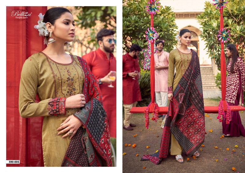 Belliza Designer Studio Itminaan Pure Jam Cotton Occasional Wear Embroidered Salwar Kameez