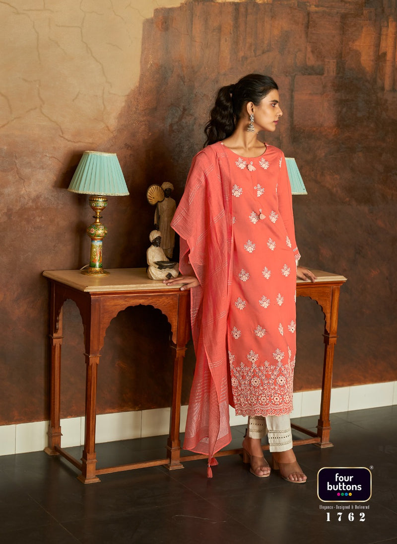 Four Buttons Ivory 2 Viscose Party Wear Kurti