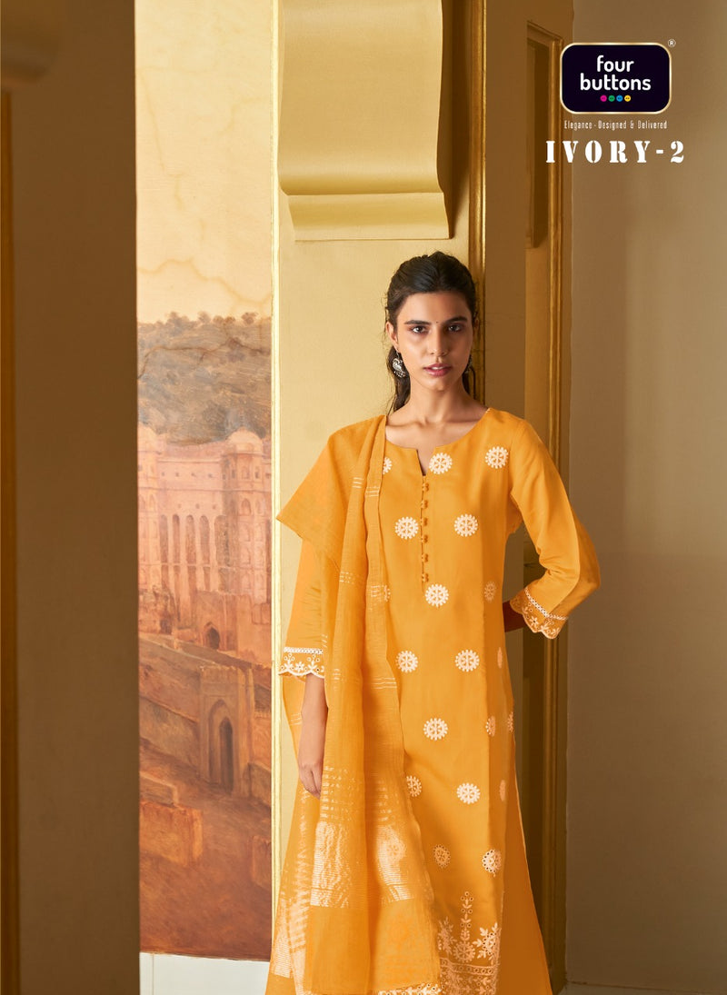 Four Buttons Ivory 2 Viscose Party Wear Kurti