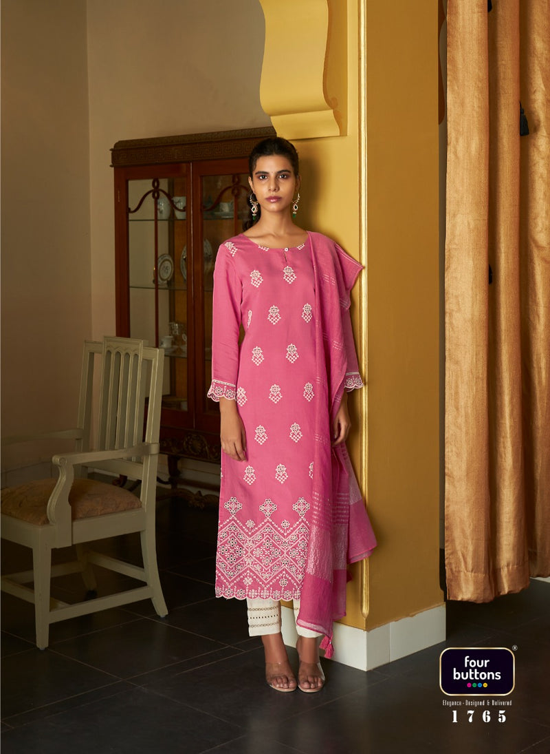 Four Buttons Ivory 2 Viscose Party Wear Kurti
