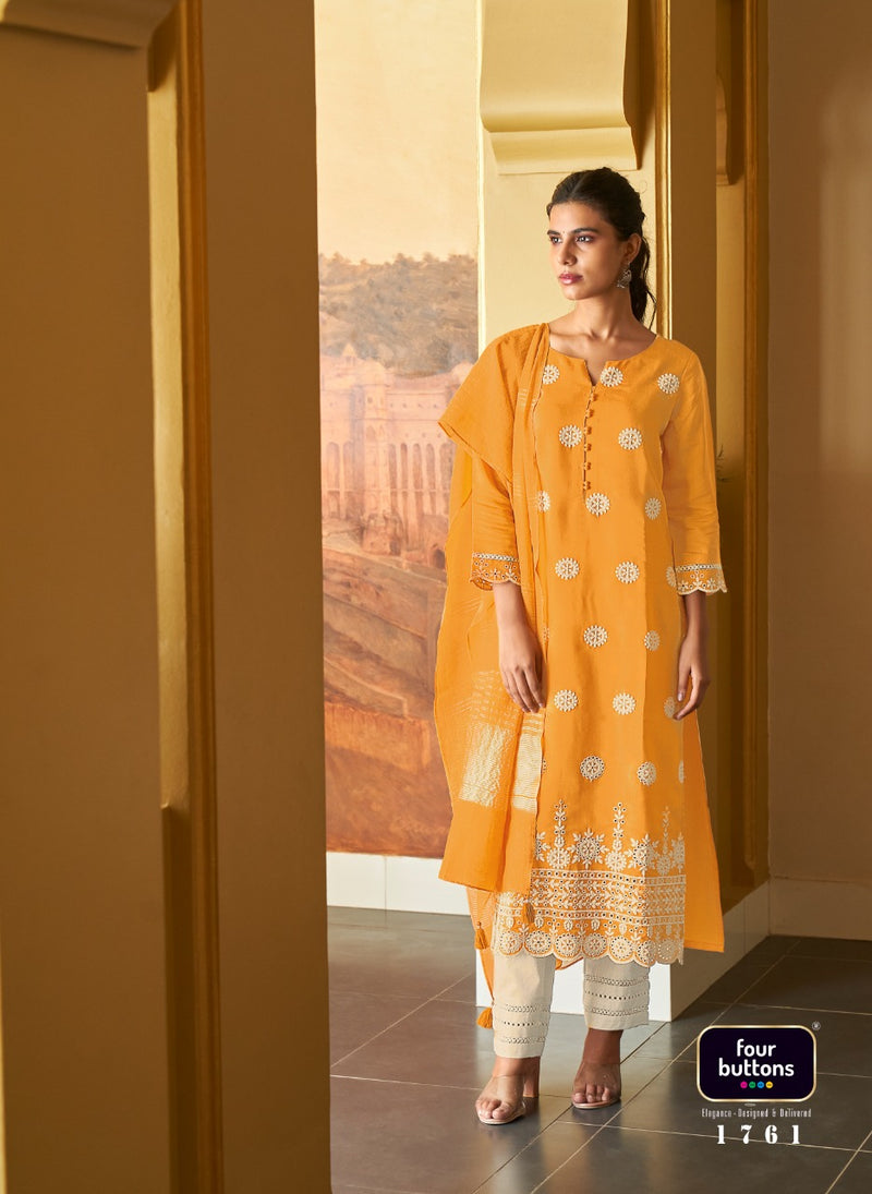 Four Buttons Ivory 2 Viscose Party Wear Kurti