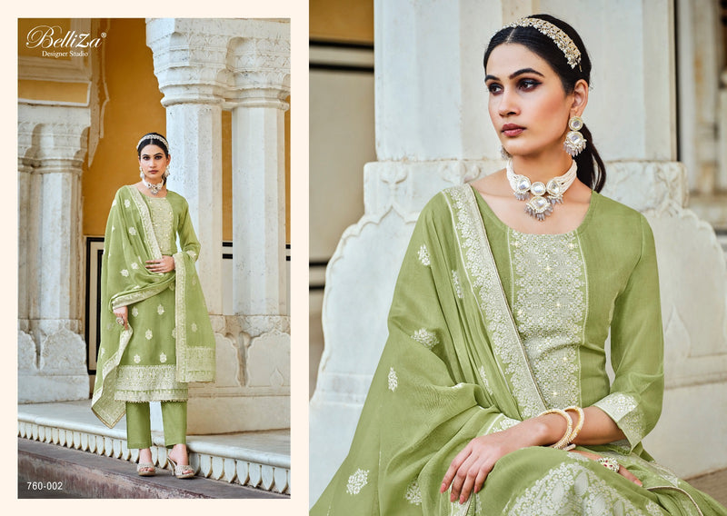 Belliza Designer Studio Ivory Cotton Weaving Jacquard Heavy Swarovski Work Fancy Designer Partywear Salwar Suit
