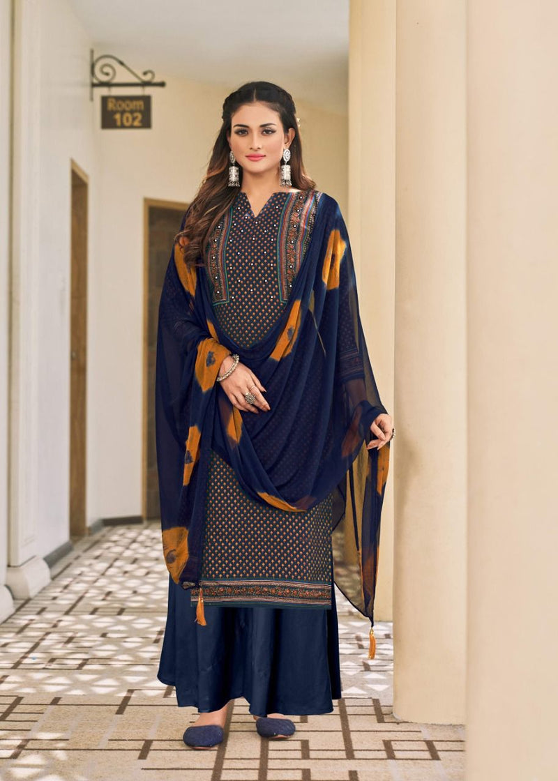 Roli Moli Creation Izhar Rayon Cotton Party Wear Salwar Suits With Fancy Prints