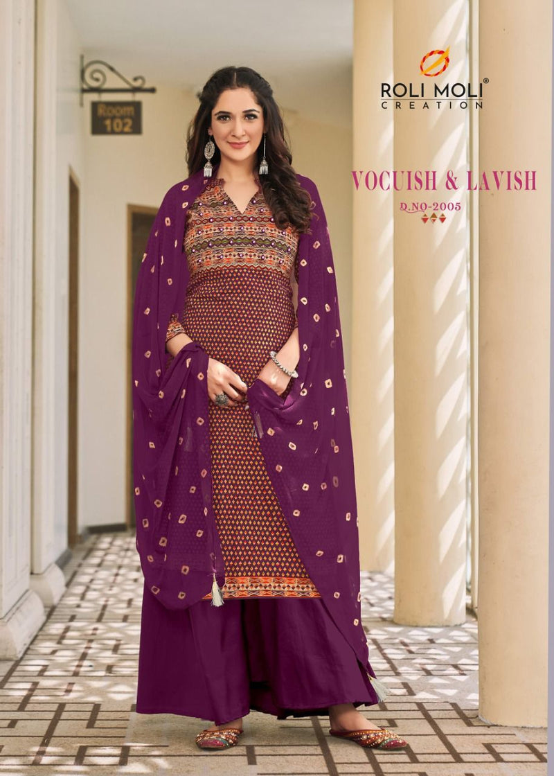 Roli Moli Creation Izhar Rayon Cotton Party Wear Salwar Suits With Fancy Prints