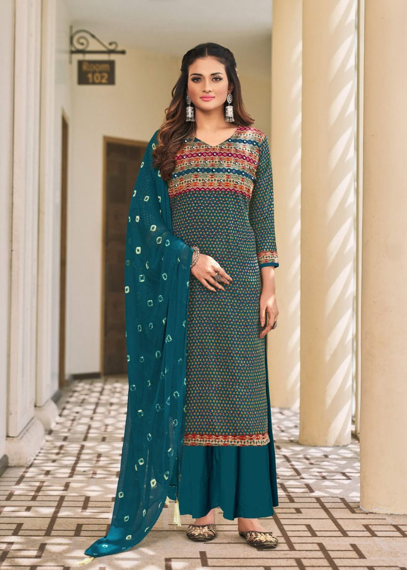 Roli Moli Creation Izhar Rayon Cotton Party Wear Salwar Suits With Fancy Prints