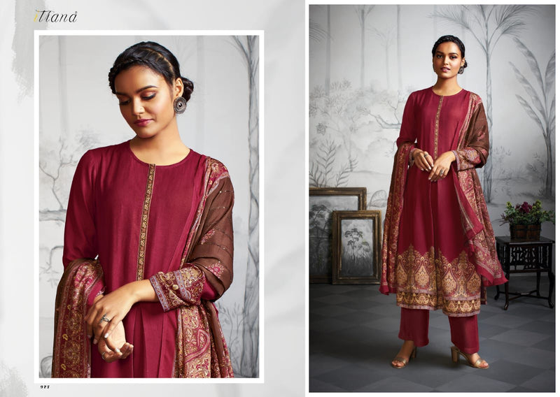 Itrana Nirvana Staple Twill Digital Print With Neck Work Pashmina Salwar Kameez