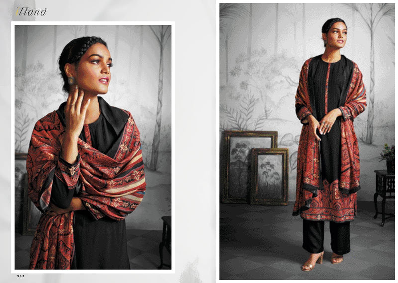Itrana Nirvana Staple Twill Digital Print With Neck Work Pashmina Salwar Kameez