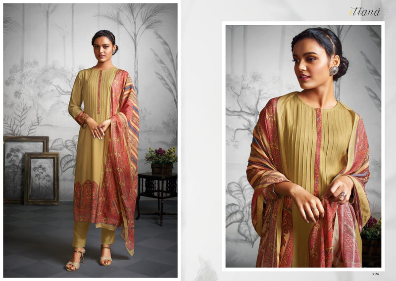 Itrana Nirvana Staple Twill Digital Print With Neck Work Pashmina Salwar Kameez