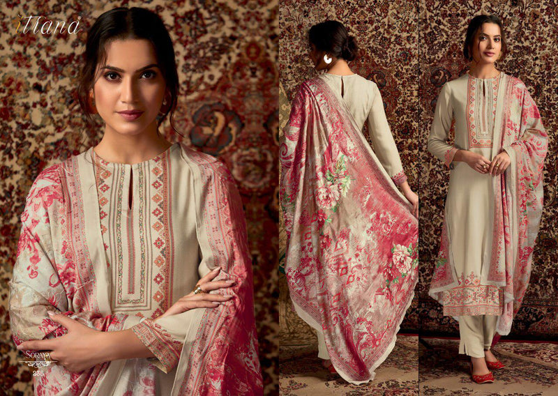 Itrana Sorya Pure Pashmina Digital Print Mirror Work Maslin Shawl Salwar Kameez