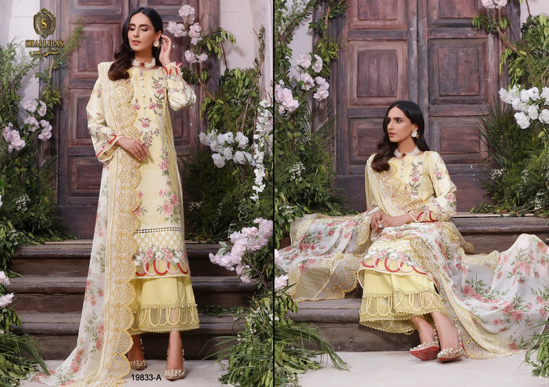 Shai Libaas Jade Luxury Lawn Collection Cambric Cotton Pakistani Style Party Wear Embroidered Salwar Suits